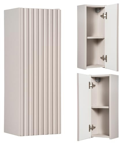 Lomadox Badezimmerschrank Hängeschrank 20cm Kaschmir beige gerillte Front Badschrank hängend 1-türig B/H/T ca. 20/57/19 cm