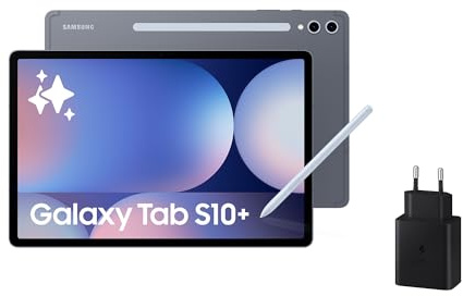 Samsung Galaxy Tab S10+ 256GB + Cargador - Tablet IA, Tableta Android Wifi, 12GB RAM, Pantalla AMOLED, Antirreflejos, S Pen Incluido, Gris (Versión Española)