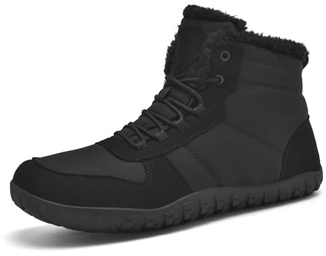 TIAROOTT Barfußschuhe Herren Winter Warm Gefüttert Winterschuhe für Herren, Knöchelhohe Winterstiefel Warm Schneestiefel Weich Leicht mit rutschfest Sohle