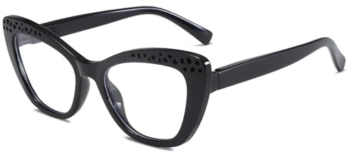 LJCZKA Katzenauge Blaulichtfilter Brille für Damen, Cateye Brille Ohne Stärke Blaulichtfilter Brille Anti-Müdigkeit für TV, Handy und Computer
