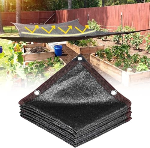 Tenda parasole nera per esterni, con occhielli, blocco UV 90%, vela ombreggiante da giardino, per serra, canile, patio, cortile, dimensioni 4 x 8 m