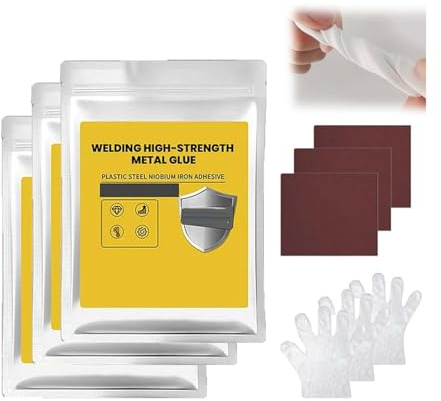 Welding High-Strength Metal Glue, Plastic Steel Niobium Iron Adhesive, Solid Shaping Metal Adhesive, Steel Repair Adhesive, for Metal Plastic Steel Fiberglass Car Automotive (Grey 3PC)