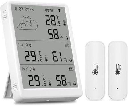 Rfeeuubft Tuya WiFi Temperature Humidity Sensor Weather Station 433mhz Digital Thermometer Hygrometer Support Voice Control
