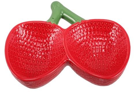 OUNONA Contenitore Per Alimenti in Forma Fragola Piatto in Porcellana Per Insalate e Dessert Ciotola Da Portata Per Frutta e