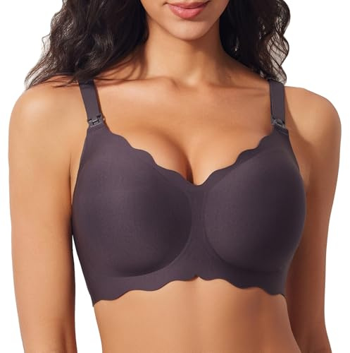 HIHOSSI Ultra-Soft Wirefree Nursing Sleep Bra – Seamless Maternity Nursing Bra with Adjustable Wide Straps, 3D Lift & Breathable Blend for Breastfeeding & Pregnancy Black
