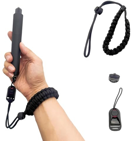 UZYXC 1 correa de mano para cámara con tornillo 1/4 D-Ring ajustable - Compatible con Insta 360 X3, selfies y grabaciones en movimiento, negro y rojo.