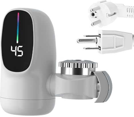 Robinet Électrique Chauffant - Robinet à Eau Chaude Instantané avec Affichage LED de Température | Accessoire De Fixation Pour Pour Salle De Bain Cuisine Toilettes Hôtel Maison Et