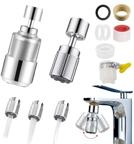 2 Aireador Grifo Cocina Acero Inoxidable, FORMVERSITY Difusor Grifo Cocina Fregadero, Boquilla Grifo Cocina Filtro Grifo, Extensor Grifo Cocina Rotación de 360°, Grifo de Cocina con Aireador