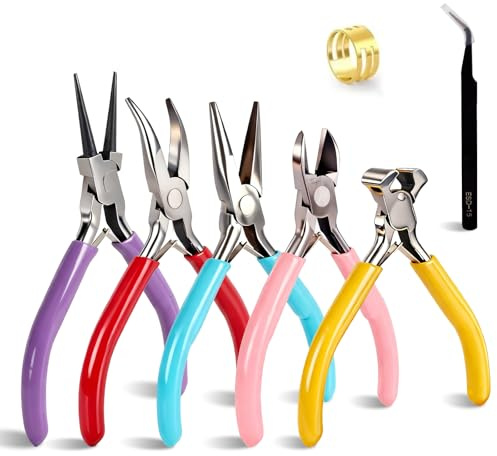 UYOTBKEUB 7PCS Jewellery Making Pliers with Spring - Jewellery Making Tools Kit for DIY Craft and Jewelry Repair