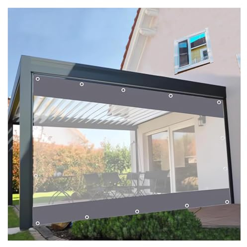 ZCXMNL Lona Resistente con Ojales, Paneles Laterales Transparentes, Cortina Exterior Transparente, 100% Impermeable, For Pérgola, Porche, Cenador, Patio, Personalizable(1.8x6m)