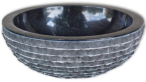 Aufsatzwaschtisch, Aufsatzwaschbecken aus Marmor, Handwaschtisch, Badezimmer, Marmor, 40 cm, Schwarz