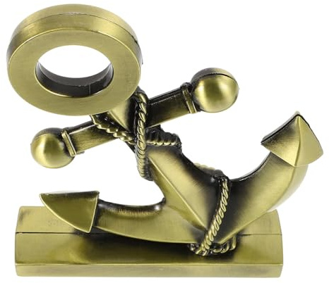 HOOWIFFY Figura Adorno de Ancla de Mesa Resistente Deformación de Ancla Mediterránea Vintage en Aleación Dorada para Decoración Náutica en Hogar y Fiesta Verano