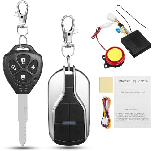 Warmhm Sistema de Alarma Antirrobo Alarma Consumo y Control Remoto Incluido para Motocicleta y Scooter con Arranque Remoto y Localización