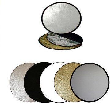 Ex-Pro 5 -in- 1 Photographic Light Reflector - 32 (80cm) Silver, Gold, Black, White & Translucent, Collapsible.