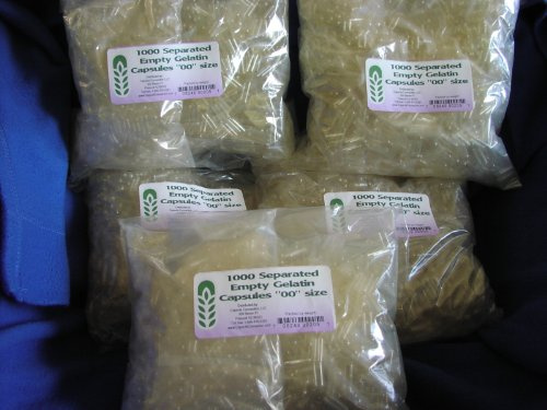 Capsule Connection 5000 Separated Empty Gelatin Capsules, 00 Size, 5 1000 Count Bags