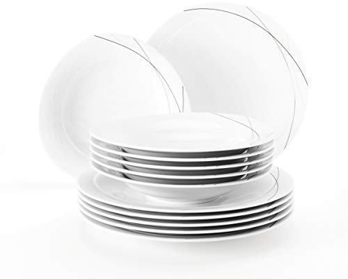 Seltmann Weiden 001.706999 Tafelservice 12-teilig Trio Highline, Weiß, 32.3 x 32.3 x 23.5 cm | x 32.3 x 23.5 cm