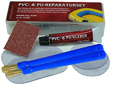 fishingglue PVC- & PU-Reparatur-Set Plastik-Flickzeug | kompaktes Reparaturset für kleinere Reparaturen, bis ca. 60 °C wärmestabil sowie Wasser-& UV-beständig