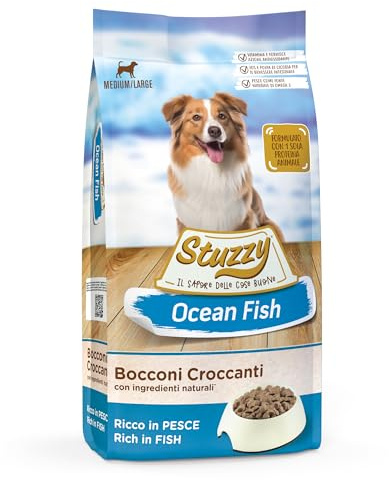 Stuzzy, Cibo Secco per Cani Adulti al Gusto Pesce Oceanico, Croccantini - Linea Oceanic Fish Formato Sacco da 12 Kg, packaging may vary