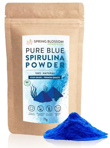 75G Blue Spirulina Powder 100% Natural Phycocyanin Vibrant Blue Colour Premium Quality Vegan Superfood Packed with Antioxidants, Protein, Vitamins & Amino Acids, Nutrient-Dense Immune System Booster