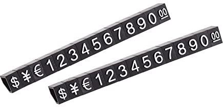 sourcing map 14 Satz Mini Würfel Preisschild Display Weiß Schwarz 6.3x9mm | Nummer Buchstabe Preisschild Ständer Kit, Verstellbar, Abnehmbar, für Ladentheke