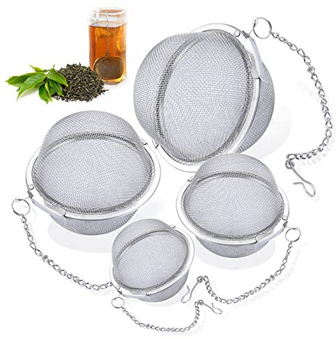 Infusor de Té Bolas Infusoras para Té 4 Piezas Infusor te de Acero Inoxidable Filtros de Té con Cadena Infusor de té suelto Coladores de té para Té de Hojas Sueltas, Especias y Condimentos