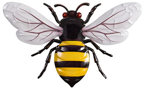 CIM Metall Wand-Deko - MINI BEE 17cm - tierische 3D Wandbilder - Wandschmuck inkl. praktischer Wandbefestigung - lebhafte Wandskulptur