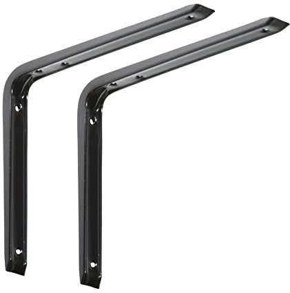 BRESKO Stahlblechkonsole Regalwinkel Wandkonsole Träger Regalträger Winkel Regalhalterung Regalkonsole 2 Stück (Schwarz, 300x250 mm)