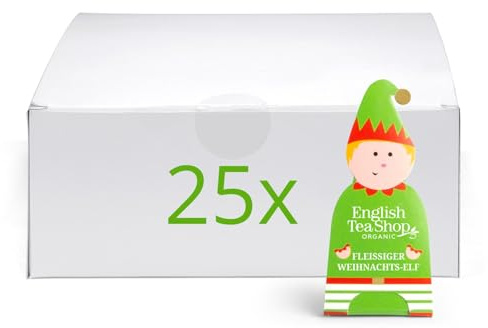 ETS - Weihnachtsgeselle Fleißiger Weihnachts-Elf 25 x Bio Rooibos Tee koffeinfrei Teegeschenk zum Wichteln für Adventskalender und Dekorieren