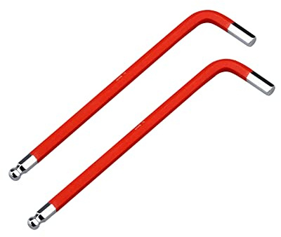 FOCMKEAS 2 PCS 6mm Ball End Hex Key Allen Wrench,Internal Hexagonal Wrench, L Shaped Long Arm S2 Steel Repairing Tool，Red