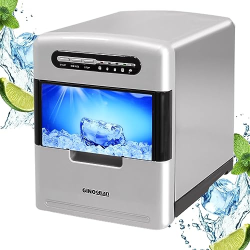 Syntrox Germany Eiswürfelmaschine Korai (Edelstahl + Display + Kontrollleuchten), Eiswürfelgrößen anpassbar, Eiswürfelherstellung zu Hause, Einfache Bedienung, Automatische Abschaltung