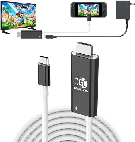 GKEAPZA HDMI Adapter für Nintendo Switch 2 & Steam Deck: USB-C TV Docking Station mit 4K 60Hz, 100W PD Schnellladung, 2m Kabel – Kompatibel mit Switch OLED, ROG Ally, Monitor