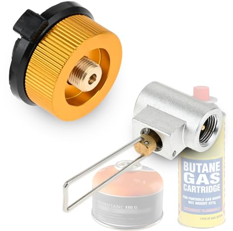Hicello Camping Gas Canister Refill Adapter for Isoutane/Butane Canister | Lindal Valve EN417/ MSF-1A | Portable Outdoor Camping Tank Adapter Converter Kit for Cassette Gas Long Butane Cartridge