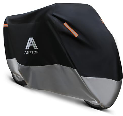 ANFTOP Coprimoto Impermeabile Per Esterno Copri Moto 210D Poliestere Copertura Moto Per Scooter Vespa Motorino Motocicletta Motocross XXXL