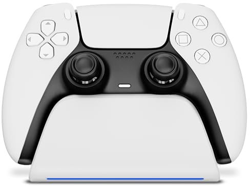 Geekhome Chargeur de Manette Playstation 5 Affichage de l'état de Charge RVB Conception précise Support Mural PS5, câble de Chargement USB Station de Charge pour manettes de Jeu Dualsense et Dualsens