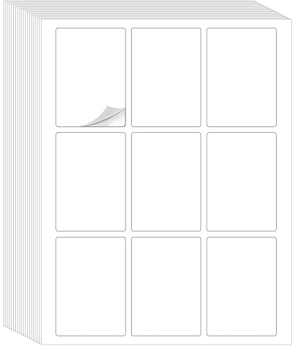 Autocollants Vierges pour Cartes à jouer-Imprimez Vos Cartes au format Poker - 216 (24 Feuilles) Étiquettes autocollantes pour imprimantes Laser/Jet d'encre (8,5 cm x 6 cm), Format Lettre américaine