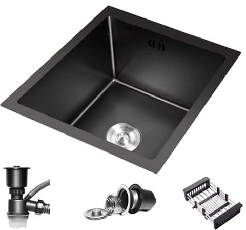Cuisines Évier De Salle De Bain De Cuisine Étroit en Acier Inoxydable Évier Domestique Simple avec Panier De Vidange Évier À Légumes De Petite Taille pour Bar RV Vasque À Poser Bain(S:38X30X21.5cm)