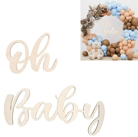 Cartel de Madera Oh Baby Letrero de madera para baby shower Decoraciones de fiesta Baby Shower para Bebé Niño y Niña