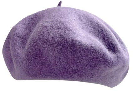 Barett Weinrot Baskenmütze aus Wolle, französische Baskenmütze, Winter-Mütze für Künstler und Maler, einfarbig, für Damen, Baskenmütze für Damen, französische Baskenmütze, Baskenmütze (Purple, M)