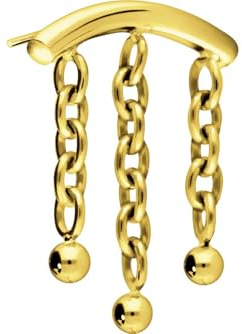PIERCINGLINE Titan Aufsatz mit Push Pin BOGEN + 3 KETTEN OHNE Labret Stecker Piercing Ohr Hidden Helix Farbauswahl