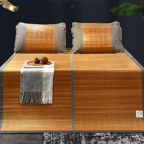 Sommer Kühlung Pad Kühlung Bettdecke Matratze Sommer-Isomatte, karbonisierte Bambus-Sommer-Isomatte, kühlende Matratzenauflage, faltbare doppelseitige Bambusmatte fürs Bett, Bambus-Bettmatte(200x215cm