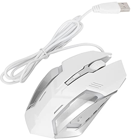 SUNGOOYUE Souris Filaire X7, 1600DPI, Port USB, pour Jeux, Bureau, Entreprise, Lumineux, Optique, Accessoires Informatiques, Lumière Respiratoire, 7 Couleurs (White)