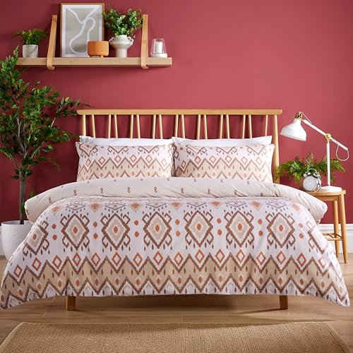 Olivia Rocco Taxila Duvet Cover Set Easy Care Quilt Covers with Pillowcases Super Soft Reversible Bedding Bed Linen Sets for Bedroom Décor, Natural King