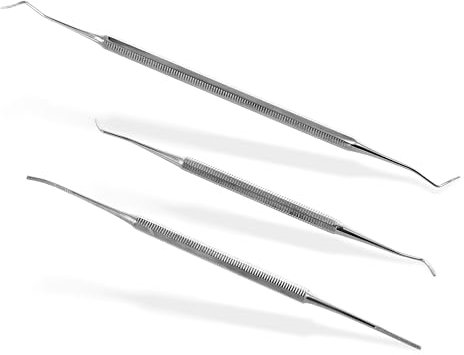 OTTO HERDER FUSSPFLEGE INSTRUMENTEN SET - 3-Teiliges Instrumenten Set 2x Eckenheber 17cm und 12,8 cm Eckenfeile 15cm mit gerade/gebogenem Ende