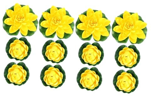 BESTOYARD 12stücke Künstliche Lotusblumen Schwimmende Teichpflanzen Gelb Für Garten Und Wohnraumdekoration Mittlere Große Wasserlilien Aus Langlebigem Kunststoff