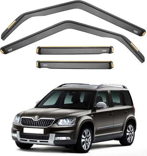 DXQxue Windabweiser für Skoda Yeti 5 Door 2009-2018, Autofenster Regenschutz, Regenabweiser, Anklebbare Deflektoren Aerodynamisch