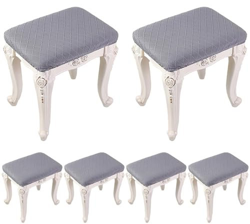 SDNAM Fußhocker Bezug Ottomane Quadratisch Schonbezug Hockerbezug Stretch Husse für Fußhocker Ottomanischer Hocker-Bezug Überzug Hocker Protector Waschbar(Grau,6er Set)