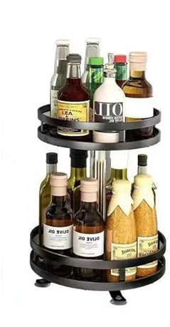 UUE Drehbarer Organizer, Gewürz Organizer 2 Etagen, 360°Kühlschrank Organizer, Organisation von Küchengewürzen und Kosmetika, Drehbare Aufbewahrungsbox, Geeignet für Küchenschränke und Schminktische