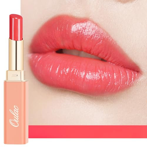 Oulac 2 in1 Lippenstift und Lippenbalsam, Saftiger & Glänzender Lippenpflege Lippenstifte, Geschmeidige Natürliche und Hydratisierte Lippen, Glänzendes Finish für Trockene, Rissige Lippen, Vegan 11