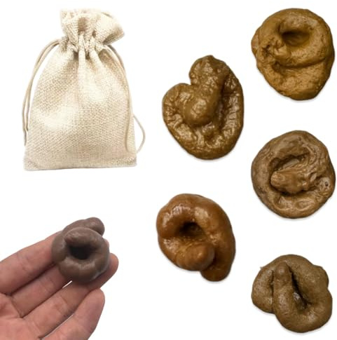 WUSJCOF 5 pcs Fausse Crotte Jouets de Farce Accessoires de Blague avec Sac à Cordon pour Halloween et Poisson d'Avril (Très Grande Crotte)