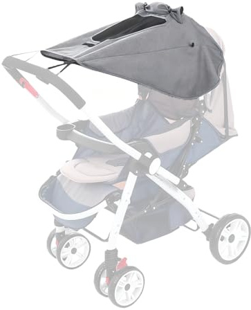 Stroller Sun Shade,Pram Canopy Sun Shade Sun Cover,Universal Protection Cover for Baby,Pushchair Shield Canopy,Stroller Sunshade Extender,Pram Rain Sunshade with See Through,Gary